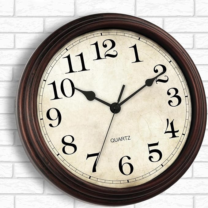 Wall Clock, Bronze Silent Non Ticking Battery Operated Clocks, Decorative for Living Room, Bedrooms, Kitchen, Office (14 inch)