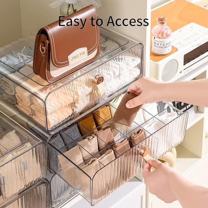 Socks Underwear Drawer Organizer Dividers, 16 Cell Stackable Closet Organizer, Plastic Underwear Drawer Storage for Clothing, Baby Clothes, Bra, Ties, Belts