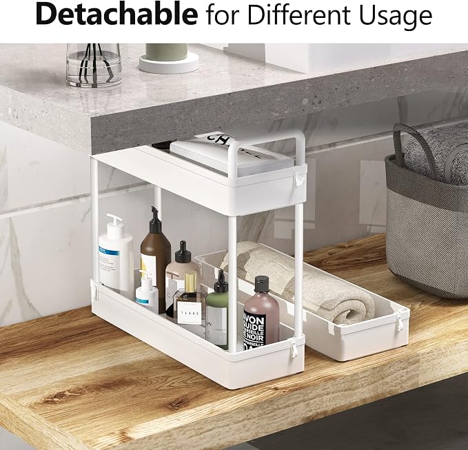 SOLEJAZZ Slim Rolling Storage Cart with Wheels 3 Tier Skinny Bathroom Storage Organizer Thin Laundry Room Utility Cart Space-Saving for Bedside Kitchen Office Small Narrow Places, White