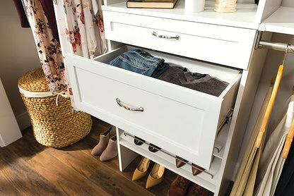 ClosetMaid SuiteSymphony Wood Closet Drawer, Add On Accessory, Shaker Style, For Storage, Closet, Clothes, 25” x 10” Size for 25 in. Units, Pure White