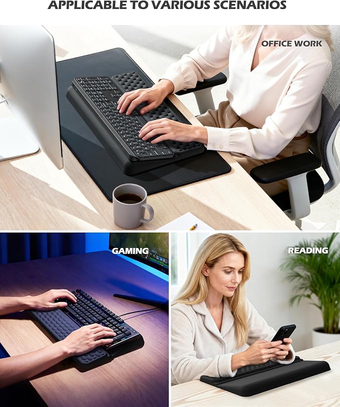 Computer Keyboard Wrist Rest, Wrist Rest for Computer Keyboard, Two Adjustable Keyboard Angles, Slow Rebound Comfortable Foam and Skin-Friendly Fabric. Suitable for Office, Gaming, and Home