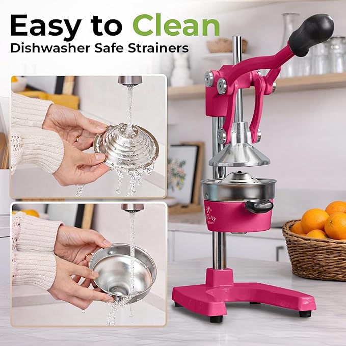 Zulay Kitchen Cast Iron Juicer - Heavy Duty Manual Juicer with Detachable Strainers for Easy Cleaning, Orange Juice Press for Citrus Fruits, Perfect for Bartenders, Juice Lovers & Health Enthusiasts