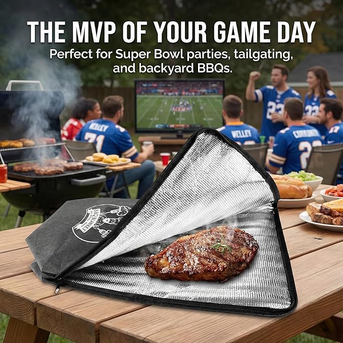 Valentines Day Gifts 21-Inch BBQ Blanket for Resting Meat - Insulated Brisket Bag for Smoker & Grill Accessories | 5-Layer Thermal Resting Bag for Super Bowl, Parties (Black-Dupont)