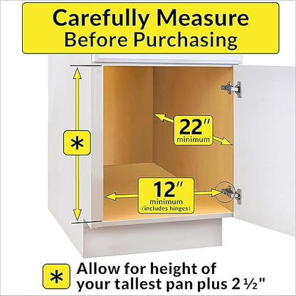 LYNK PROFESSIONAL® Pot and Pan Organizer for Cabinet - Pull Out Pan Organizer Rack - Slide Out Pans and Pots Lid Drawer - Under Cabinet Kitchen Organization and Sliding Storage - 11" W x 21" D, Chrome