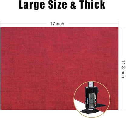 Homaxy Faux Leather Heat Resistant Placemats for Dining Table Set of 8, Waterproof Wipeable Washable PU Table Mats, Easy to Clean Anti-Slip Place Mats, 11.8" x 17", Red