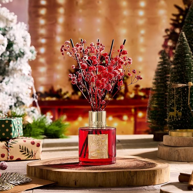 Airkeep Reed Diffuser Set - 3.38 fl oz (100 ml) Cinnamon Spice Oil for Home Fragrance, Bathroom Shelf Decor with 8 Sticks