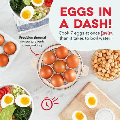 Dash Rapid Egg Cooker - Boiler, Poacher & Steamer - Includes Measuring & Recipe Guide - Dishwasher Safe - BPA Free - Holds 7 Eggs, Cream