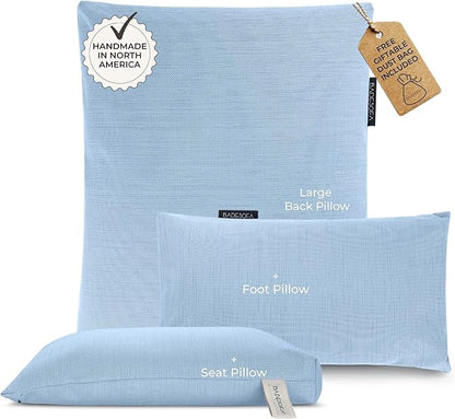 BADESOFA® Luxury Bath Pillows for Tub Full Body Set - 3-Piece Bath Pillow Set with Premium Materials & CleanDry+ - Bathtub Pillows for Head and Neck Support - Tub Pillow for Bathtub in Blue