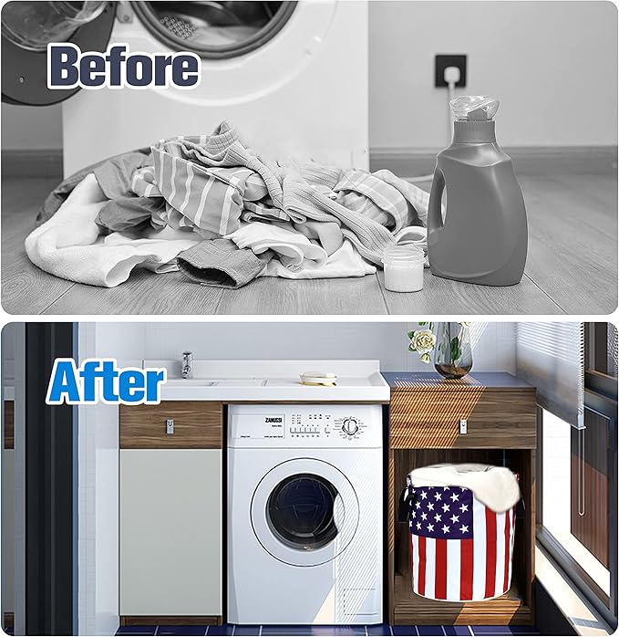 American Flag Laundry Basket Foldable Oxford Cloth Funny Tote Bag Laundry Hamper Clothes Storage Bucket Organizer For Bathroom/Laundry Storage/Bedroom Storage Basket 17.7x13.7 Inch
