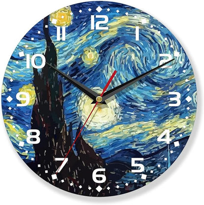 Blue Wall Clocks Battery Operated,Starry Sky Clock for Living Room,Decorative Wall Clock for Living Room,Bedroom,Bathroom and Kitchen,10 Inch