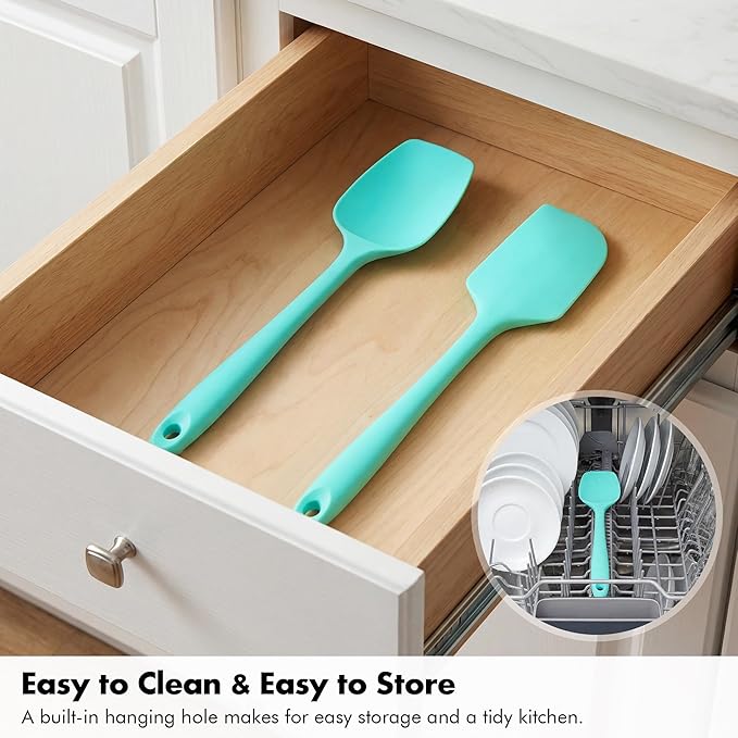 Ironberry Silicone Spoonula Set: 600ºF Heat Resistant Food Grade Cooking Baking Utensils, Kitchen Flexible Nonstick Rubber Pan Spoon Spatula for Mixing, Scrambling, Scooping (3 Pieces, Multicolor 4)