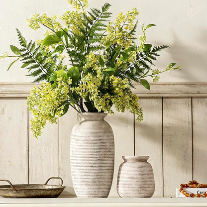 Ceramic Flower Vase, 12.5" Large Vases Home Decor Rustic Farmhouse Tall Pottery Decorative Pampas Vase for Table Living Room Entryway Mantel Bookshelf Bedroom Bathroom Kitchen - D