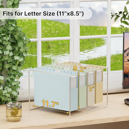 XINGIA Wheat Straw Hanging File Folders Letter Size Extra Capacity,Heavy Duty 2'' Expandable File Cabinet Folders,12 Pack Pastel File Folders Hanging with Tabs,Hanging File Organizer for Office School