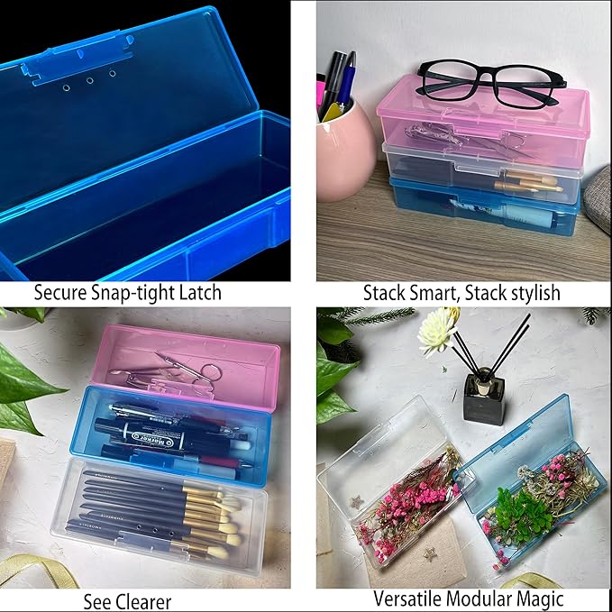 Beads Storage, Nail Art Cosmetics Storage Box - 6 Pieces Colorful Clear Plastic Storage Boxes - Travel Makeup Box, Jewelry Sorting , with Vent ,bead containers for organizing ,big charms junk case