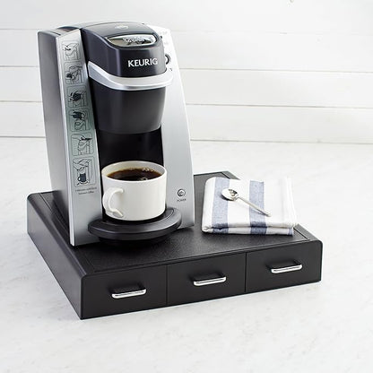 Amazon Basics K-Cup Compatible Coffee Pod Storage Drawer, 3 Easy-Open Drawers, 36 Pod Capacity, Black (Pack of 6)