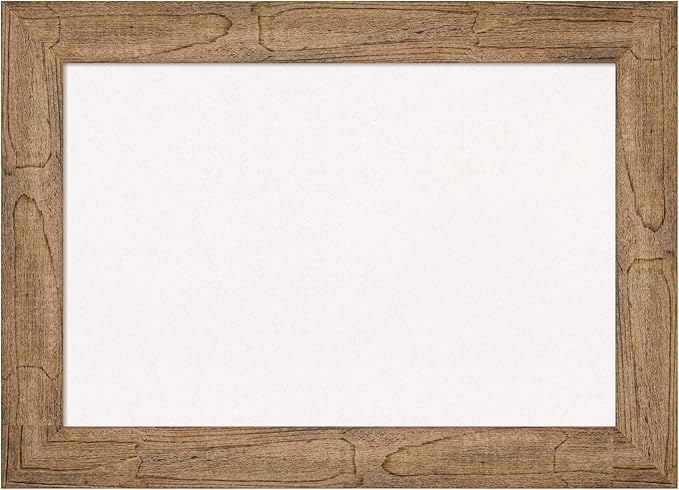 Amanti Art White Cork Board for Wall, 16x22 Vision Board with Brown Wood Frame, Small Corkboard Office Decor for Home Organization, Country Rustic Corkboard Pinboard to Display Items for Home