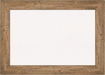 Amanti Art White Cork Board for Wall, 16x22 Vision Board with Brown Wood Frame, Small Corkboard Office Decor for Home Organization, Country Rustic Corkboard Pinboard to Display Items for Home