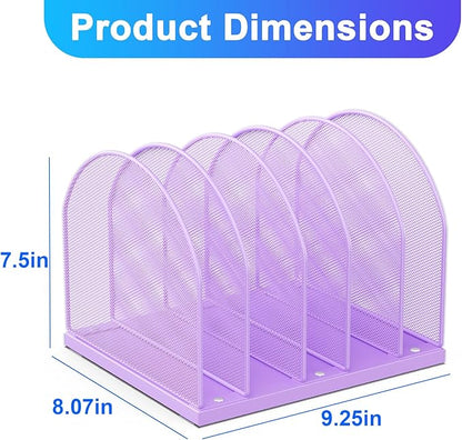 gianotter Desktop File Organizer, Desk Organizer with 5 Compartments, Paper Organizer for Desk, Workspace Organizers for Office Supplies (Purple, Upright Style)