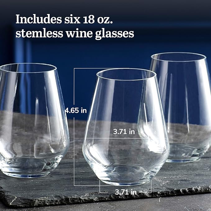 Libbey Signature Greenwich Stemless Wine Gift Set of 4, 18 ounce