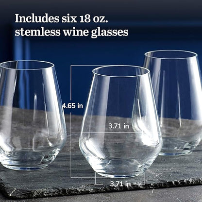 Libbey Signature Greenwich Stemless Wine Gift Set of 4, 18 ounce