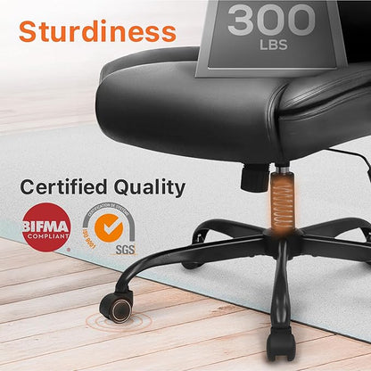 NEO Chair Ergonomic Office Chair Executive Computer Desk Chair Gaming High Back Support Comfy Seat Flip-up Arms Adjustable Height Swivel Rolling Wheels PU Leather for Home (Dark Black)