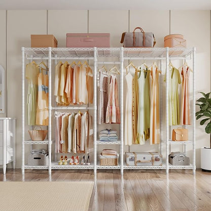 VIPEK V50 Extra Large Portable Closet Rack Bedroom Armoire Freestanding Wardrobe Closet, Heavy Duty Multi-Functional Metal Clothing Rack for Hanging Clothes, Max Load 1300lbs, White