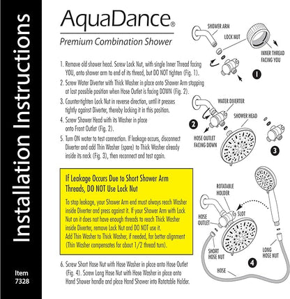 AquaDance 7" Premium High Pressure 3-Way Rainfall Combo with Stainless Steel Hose – Enjoy Luxurious 6-setting Rain Shower Head and Hand Held Shower Separately or Together – Oil Rubbed Bronze Finish