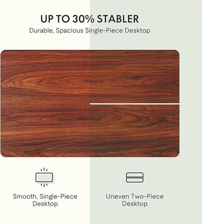 FLEXISPOT EN1 One-Piece Standing Desk with 1-Inch Thick Desktop, 48"x24" Electric Height Adjustable Desk for Home Office & Multi-Device Workstations, Mahogany
