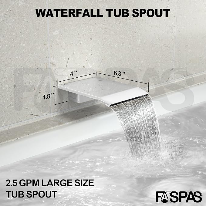 Polished Chrome Shower System with 10-Inch Rain Showerhead and Tub Spout | cUPC-certified pressure balance brass valve to prevent scalding, CEC-certified air injection technology for low pressure
