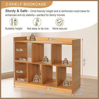 Cube Bookshelf Storage Organizer, 7-Cube Open Bookcase Shelf, Modern Particle Board Display Shelf for Living Room, Bedroom, Home Office