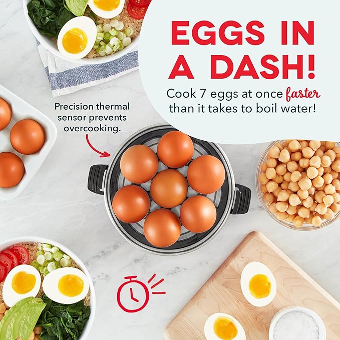 Dash Rapid Egg Cooker - Boiler, Poacher & Steamer - Includes Measuring & Recipe Guide - Dishwasher Safe - BPA Free - Holds 7 Eggs, Black (Pack of 4)