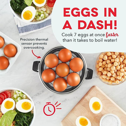 Dash Rapid Egg Cooker - Boiler, Poacher & Steamer - Includes Measuring & Recipe Guide - Dishwasher Safe - BPA Free - Holds 7 Eggs, Black (Pack of 4)