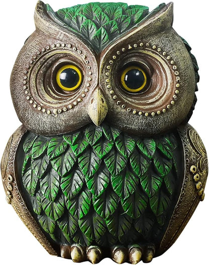 Artpaul Owl Decorations for Home Small Owl Decor Figurines Shelf Decor Home Office Living Room Decorations Birthday Gifts (Green)