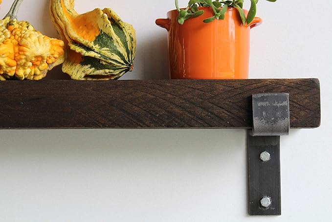 Urban Legacy Accent Shelves | Reclaimed Barn Plank | Set of 2 with Full Brackets (Coffee Bean 30" x 4.5" x 2")