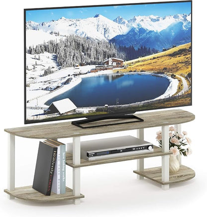 Furinno Turn-S-Tube Wide TV Entertainment Center, Sonoma Oak/White, 47. 25x13. 4x15. 9