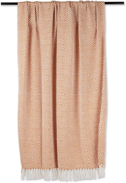 DII Diamond Throw Collection Woven Cotton, 50x60, Pumpkin Spice (Pack of 2)