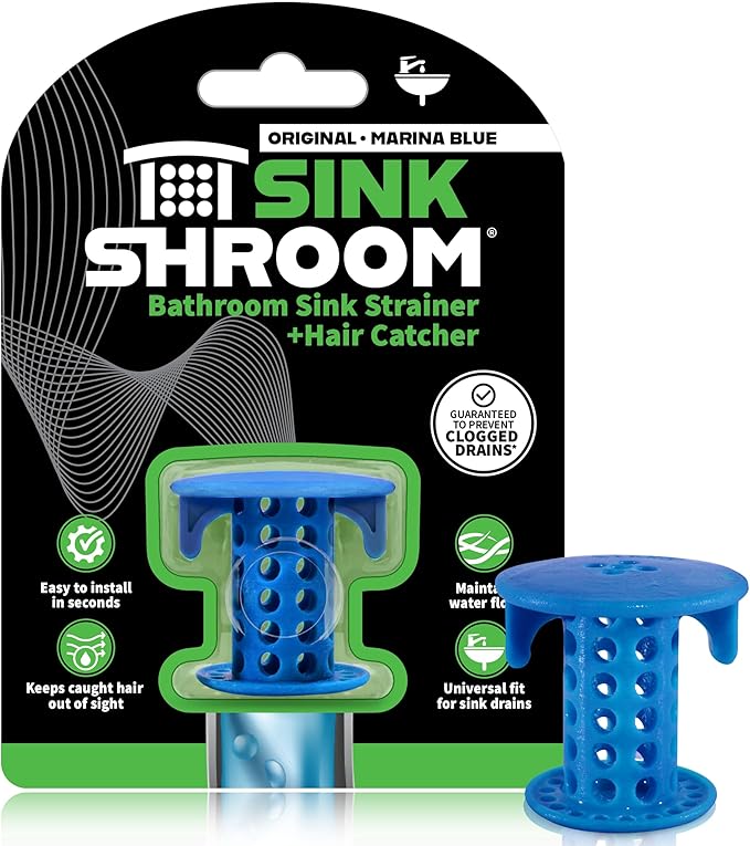 SinkShroom The Revolutionary Sink Drain Protector Hair Catcher/Strainer/Snare, Blue
