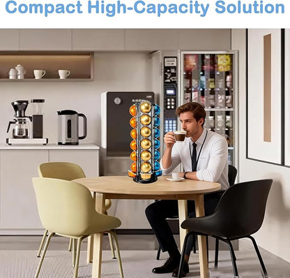 Nespresso Vertuo Pods Holder 360° Spinning Coffee Pod Holder for 35 Vertuo Pods, No Assembly Required, Space-Saving Coffee Station Accessories & Nespresso Storage for Countertop, Sleek Black