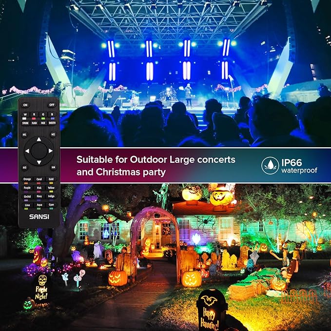 SANSI Super Bright Led Flood Light 200W Equivalent, RGBW Outdoor Color Christmas Changing Led Lights,30W,16 Colors 4 Modes,Dimmable,Patented Tech for Energy Saving,Yard Party Stage Landscape