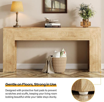 70.9-Inch Long Console Table, Farmhouse Entryway Table with Handcrafted Line Detailing, Wood Narrow Sofa Table for Living Room, Hallway, Foyer, and Behind Couch
