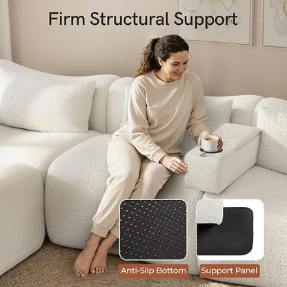 Couch Caddy with Cup Holder Multifunctional Couch Armrest Charging Console Phone Holder Sofa Arm Rest 20.3'' Removable White Chenille Sofa Organizer Remote Snack Storage for Livingroom Couches