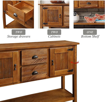 LKTART Solid Wood Farmhouse Console Table,Sofa Table with Storage Drawers and Shelves,Entryway Table for Entry Hallway Foyer,Easy Assembled (48" Brown)