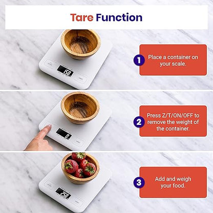 Etekcity Food Kitchen Scale, Digital Grams and Ounces for Weight Loss, Baking, Cooking, Keto and Meal Prep, LCD Display, Medium, White