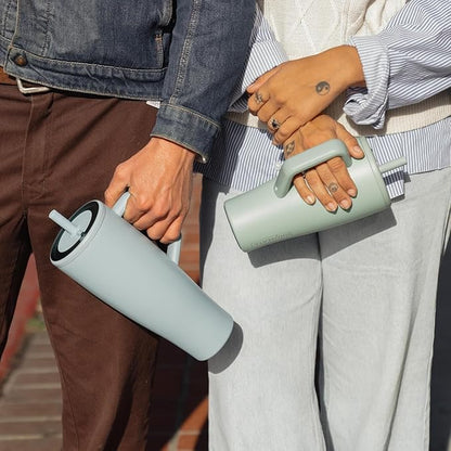 BrüMate Era 40 oz Tumbler with Handle and Straw | 100% Leakproof Insulated Water Bottle Tumbler with Lid and Flexible SoftSip Straw | Made of Stainless Steel | Cup Holder Friendly | 40oz (Glacier)