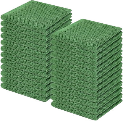 Homaxy 100% Cotton Waffle Weave Kitchen Dish Cloths, Ultra Soft Absorbent Quick Drying Dish Towels, 12 x 12 Inches, 24-Pack, Grass Green