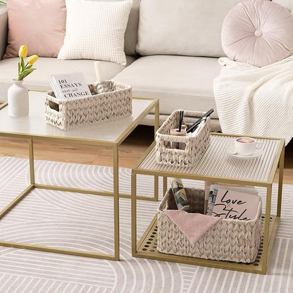GRANNY SAYS Wicker Baskets for Organizing, Wicker Storage Basket for Shelf, Woven Baskets Oraganizer, Waterproof Vanity Basket for Towel, Home Organization, 3-Pack