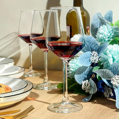 SHYRC Wine Glasses Set of 6, 12oz Clear Red/White Wine Glasses, Long Stem Glasses for Party, Wedding and Home