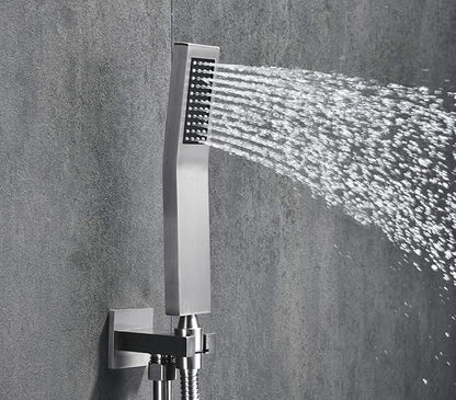 Shower Fixtures Brushed Nickel With 8 Inches Shower Head And Pressure Balance Shower Valve, Shower Systems With Rain Shower And Handheld