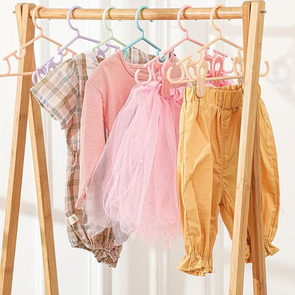 Hsei 5/10/40 Pack Baby Hangers with 10/20/80 Clips, Plastic Kids Pants Hangers for Nursery Closet Top and Bottom Clothes Hanger Set for Newborn Infant Toddler(30 Packs Total,Fresh Color,10.6 Inch)