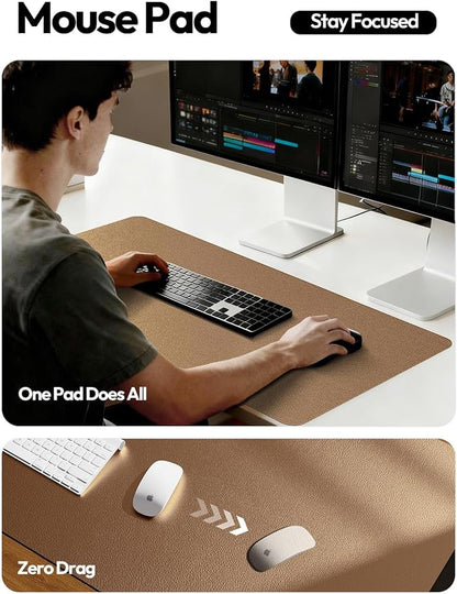 YSAGi Leather Desk Pad Protector, Office Desk Mat, Large Mouse Pad, Non-Slip PU Leather Desk Blotter, Laptop Desk Pad, Waterproof Desk Writing Pad for Office and Home (Shiny Bronze, 47.2" x 23.6")